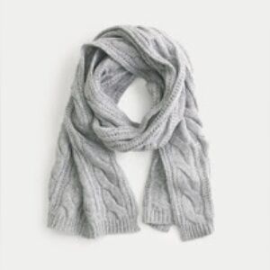Hollister Light Gray Cable Knit Scarf